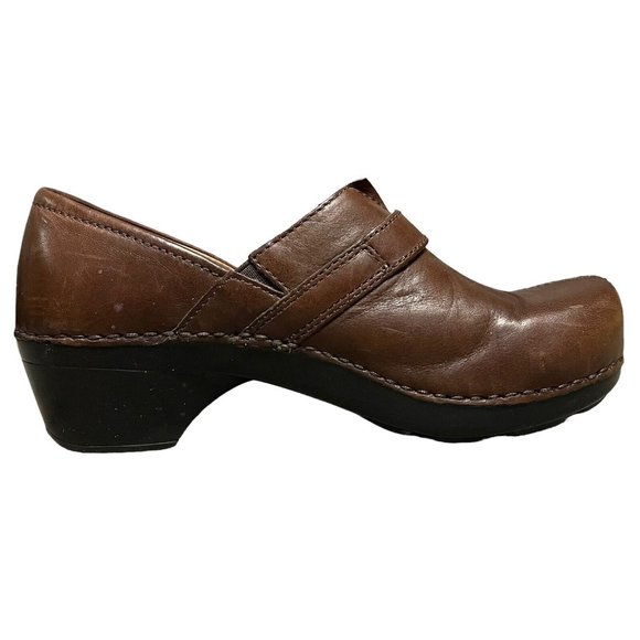 Dansko Solstice Brown Leather Split Toe Strap Clog Shoes Womens Size 37 US 6.5-7 - Picture 3 of 10